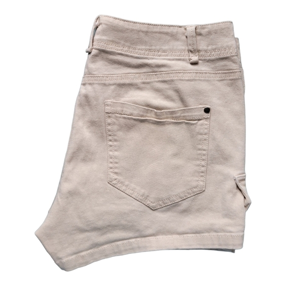 CI SONO Woman's Sz M Shorts Faux Front Pockets with Zipper Detail Tan Y2K - Picture 2 of 11